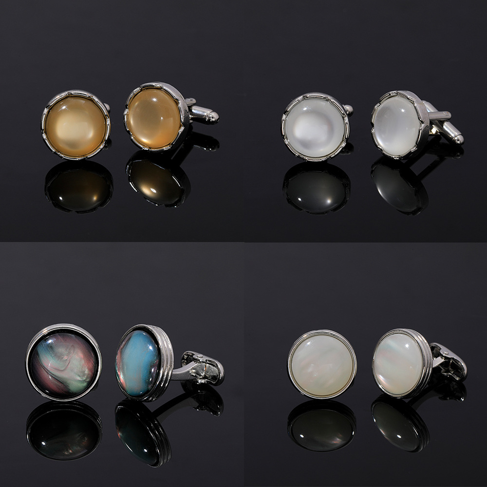 Mens Accessories Style - Round Crystal Cufflinks for Men French