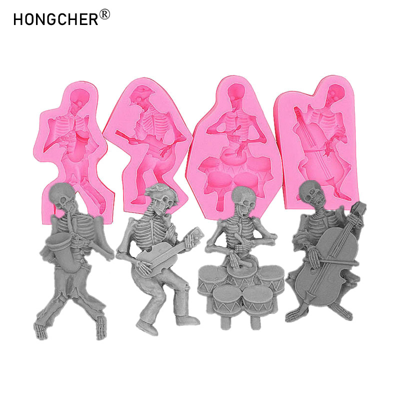 Men Accessories Combo Set - 4pcs/set Skull Man Band Combo Silicone