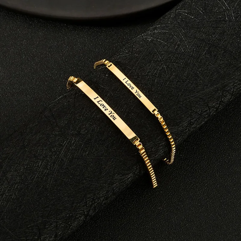 Men Accessories Chain And Bracelet - Couple Stainless Steel Bracelet Customization Engraving