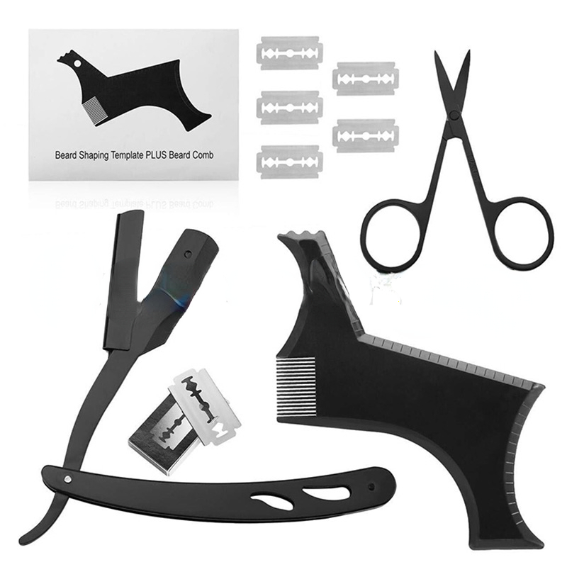 Men Accessories Combo Set - Beard Template Shaping Tool Set Straight