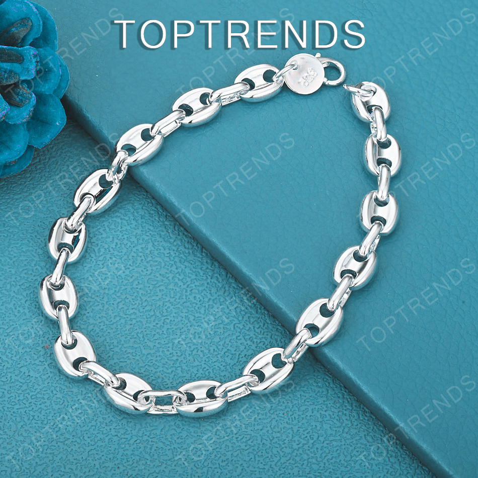 Men Accessories Chain And Bracelet - Cute 925 Sterling Silver Pig Nose