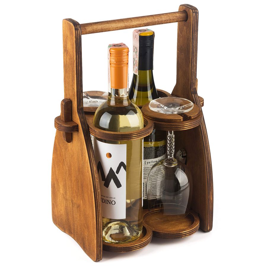 Wine Bottle and Glasses Caddy  - Men'S Accessories Organizer Tray のレビューと価格