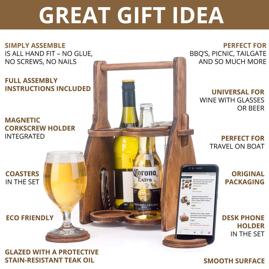 Wine Bottle and Glasses Caddy  - Men'S Accessories Organizer Tray のレビューと価格