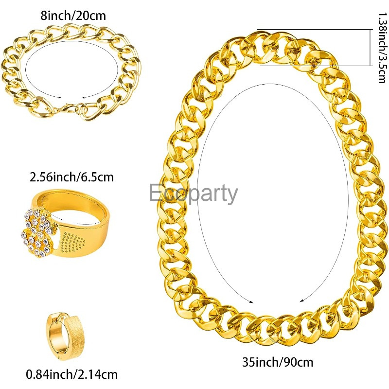 80s 90s Hip Hop Costume Access - Men Accessories Chain And Bracelet のレビューと価格