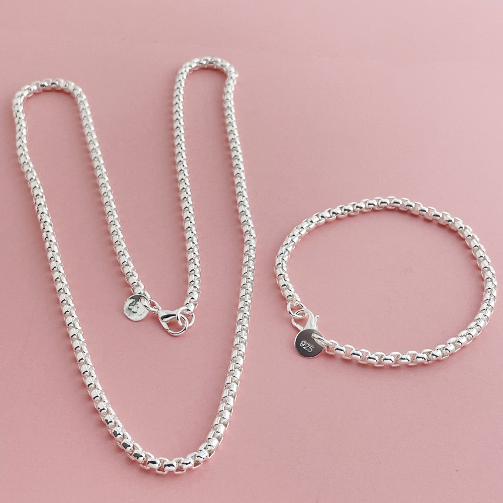925 Sterling Silver 4mm Round  - Men Accessories Chain And Bracelet のレビューと価格