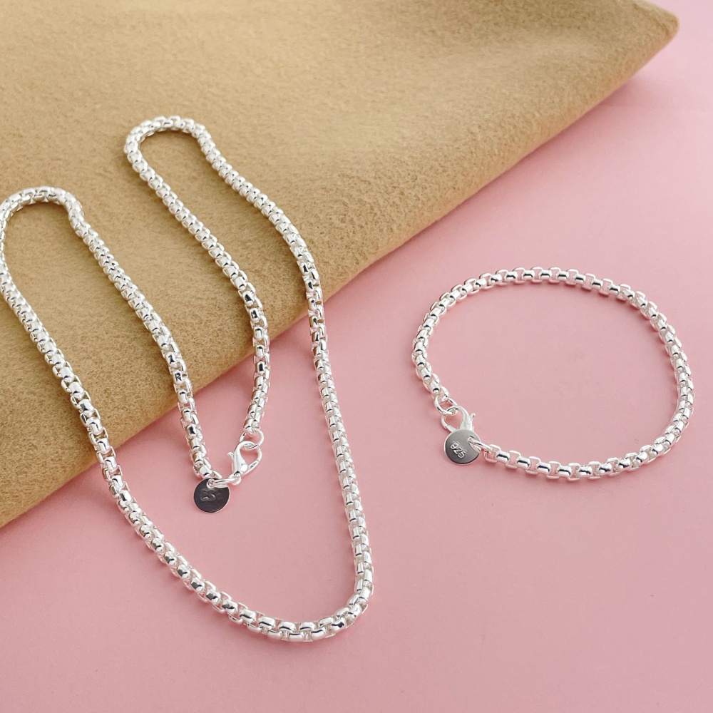 925 Sterling Silver 4mm Round  - Men Accessories Chain And Bracelet のレビューと価格
