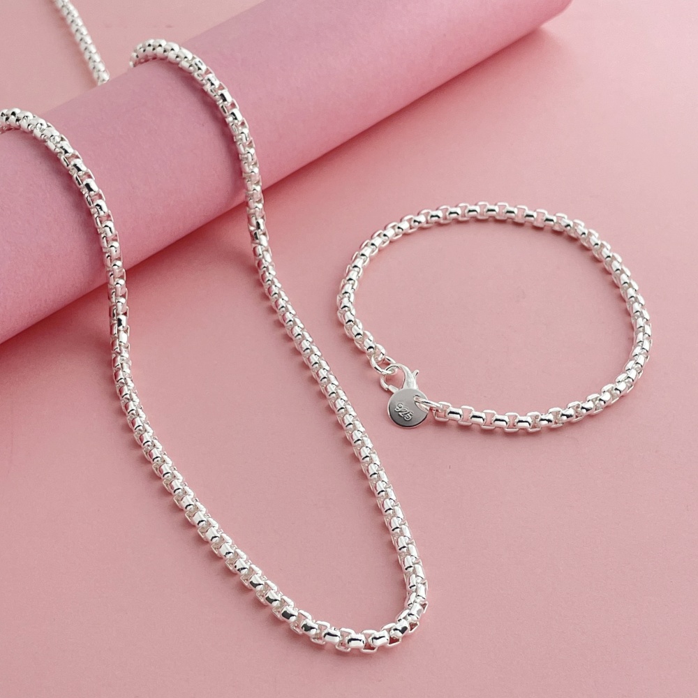 925 Sterling Silver 4mm Round  - Men Accessories Chain And Bracelet のレビューと価格