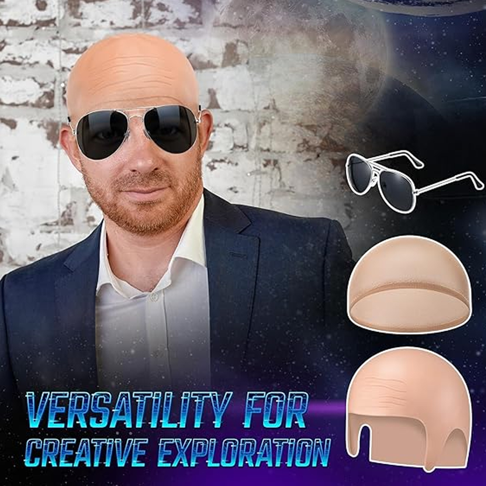 4 Pcs Bald Caps Set Makeup Bal - Men Accessories Combo Set のレビューと価格