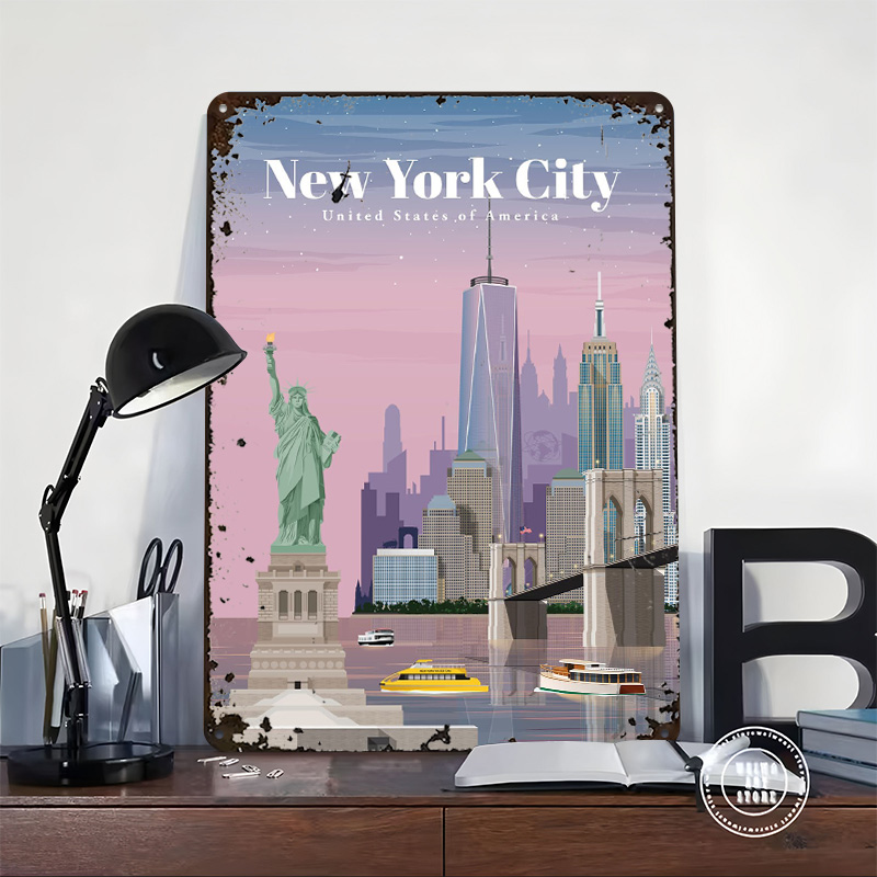 NYC By Dusk Metal Poster Wall  - Men'S Accessories Nyc のレビューと価格