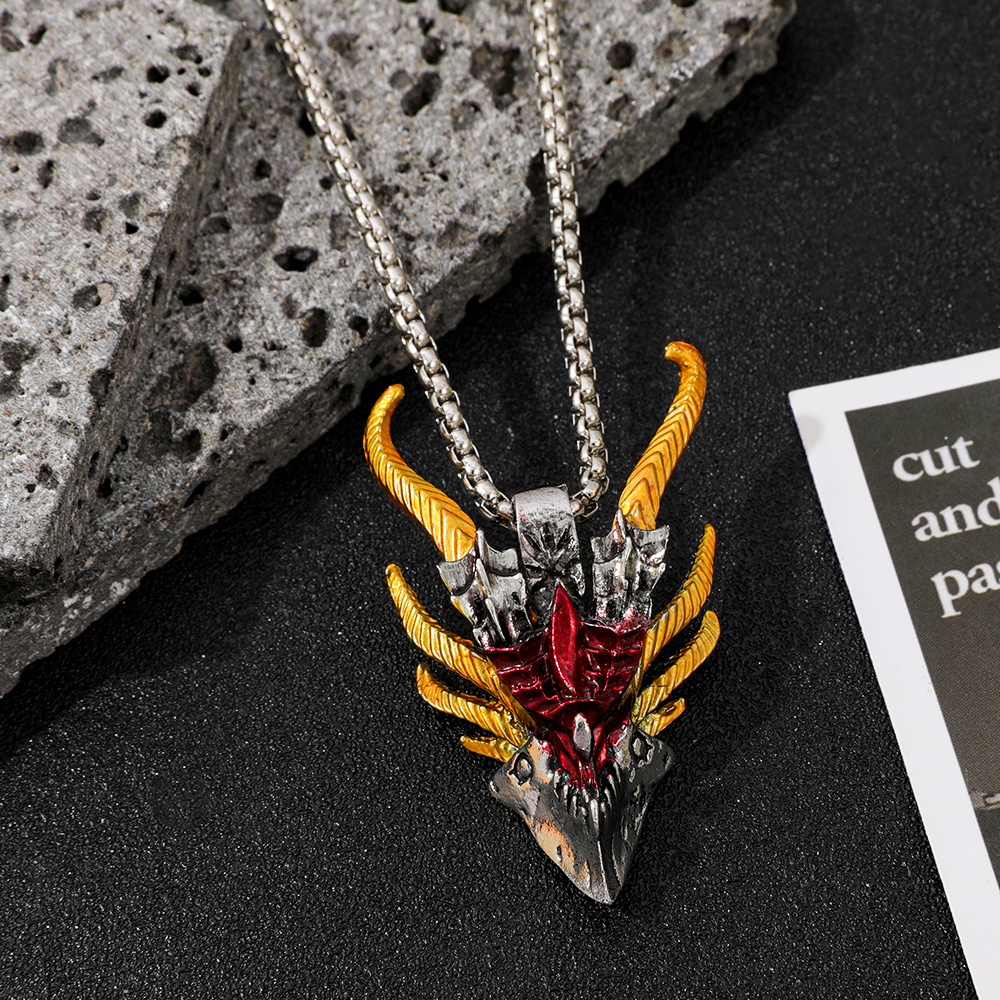 Retro Hip-Hop Evil Dragon Head - Men Accessories Pendant のレビューと価格