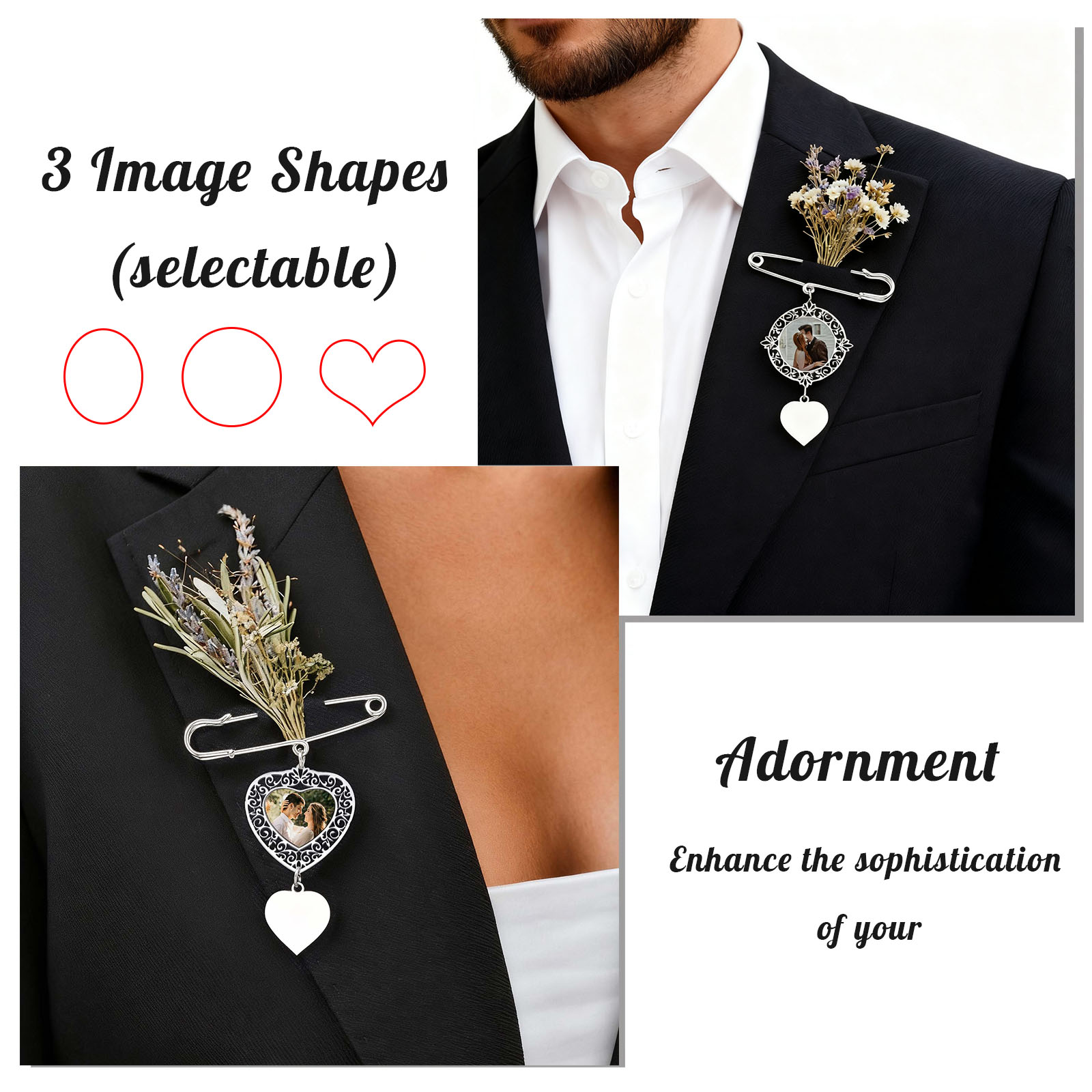 Custom Picture Badge Brooches  - Men Accessories Wedding のレビューと価格