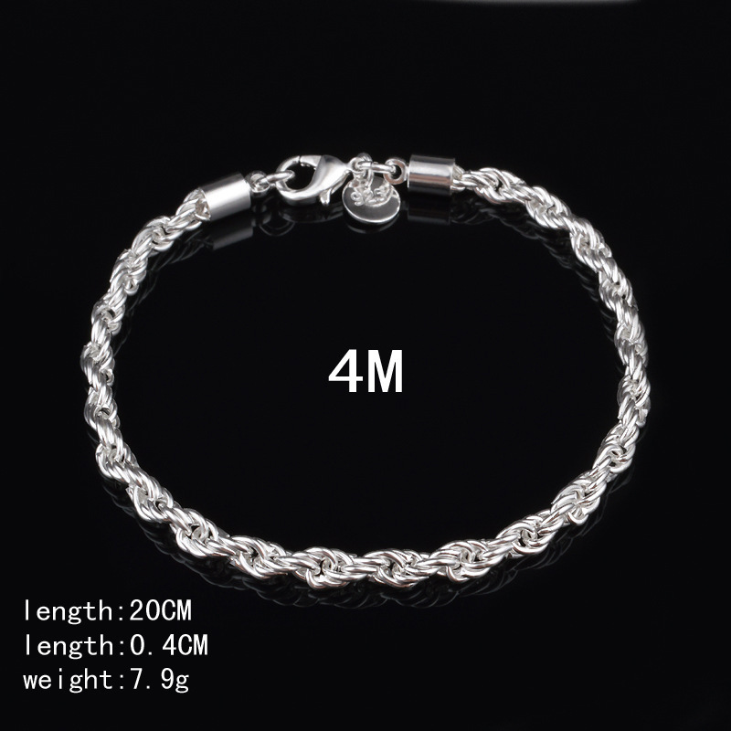 4MM Silver Plated Twisted Rope - Men Accessories Singapore のレビューと価格