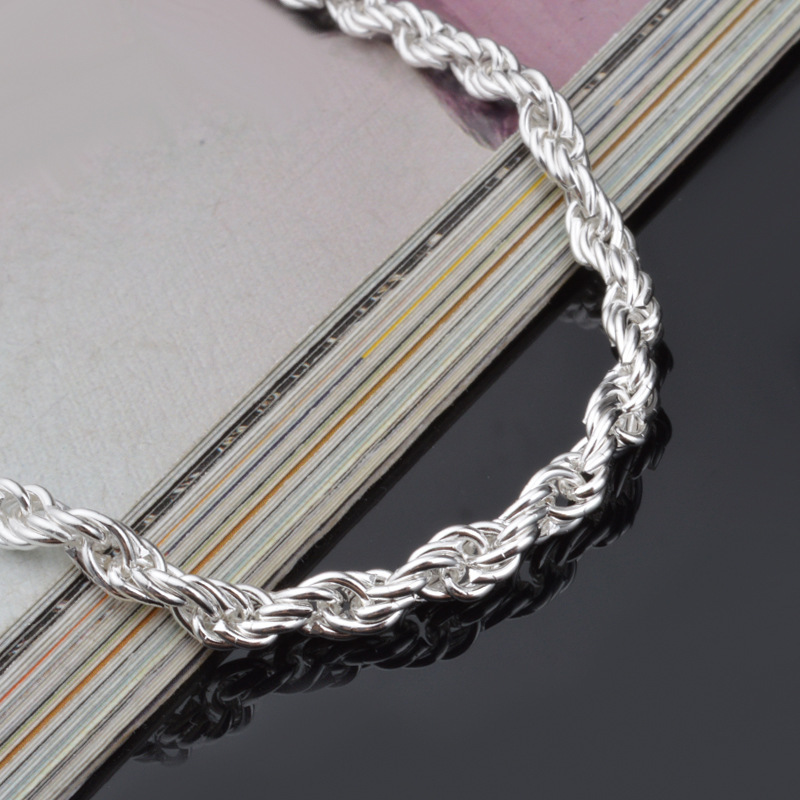 4MM Silver Plated Twisted Rope - Men Accessories Singapore のレビューと価格