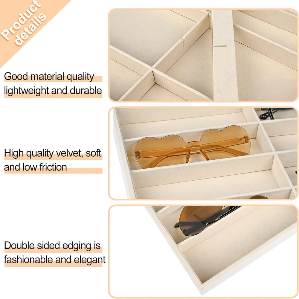 Beige Grey Sunglass Organizer  - Men'S Accessories Organizer Tray のレビューと価格