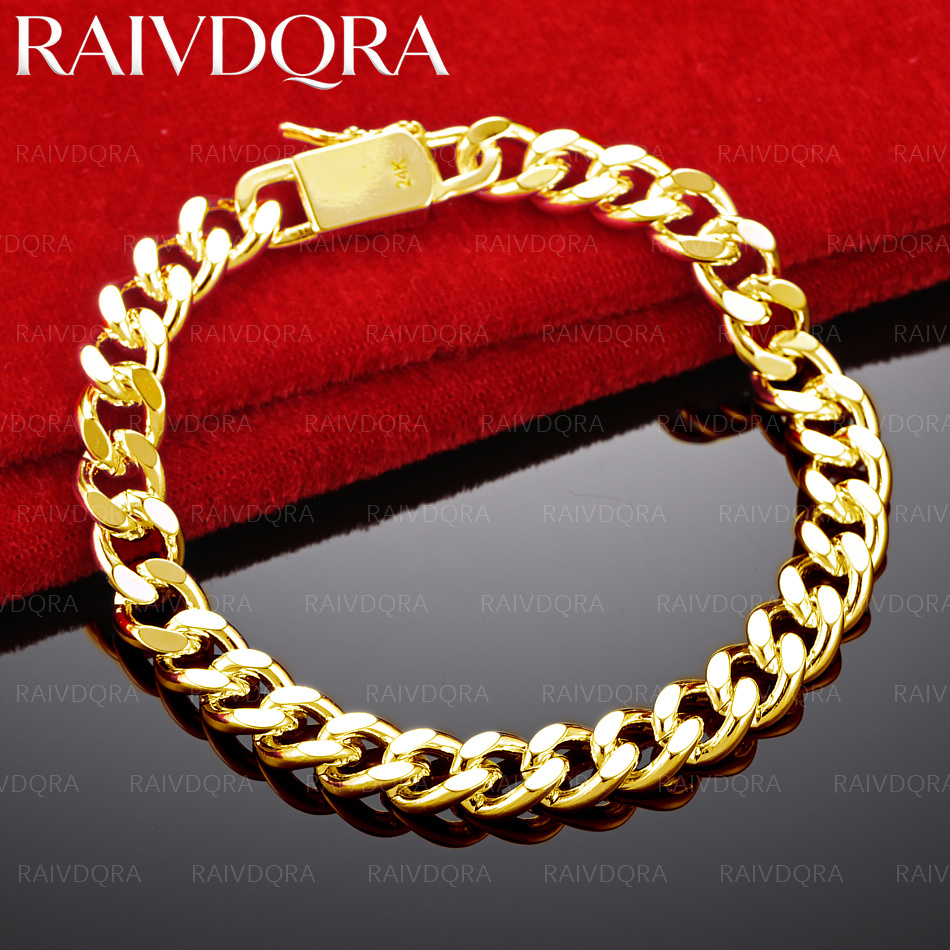 18K Gold Plated 8mm Side Chain - Men Accessories Chain And Bracelet のレビューと価格