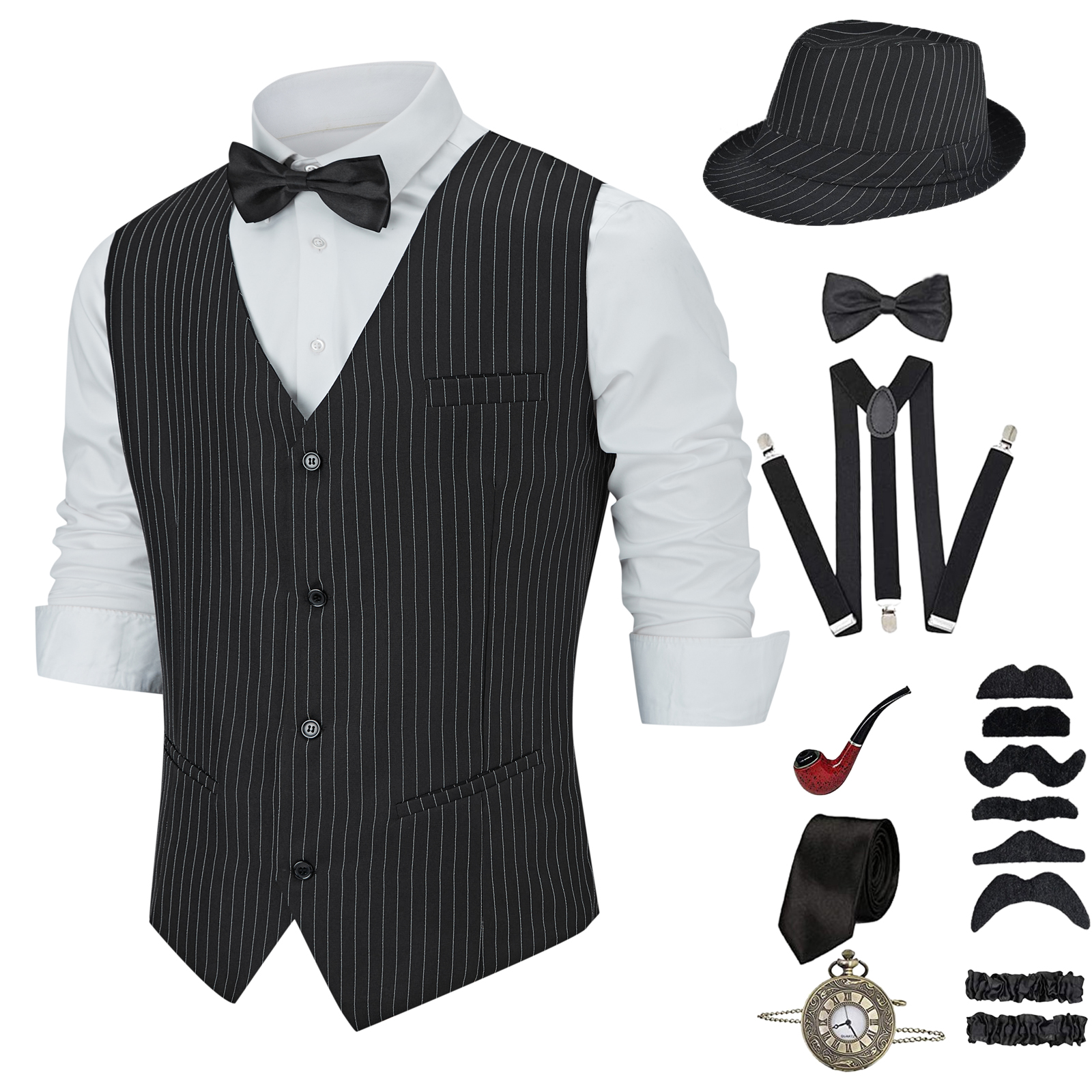 1920s Men's Gangster Costume S - Men Accessories Hk のレビューと価格