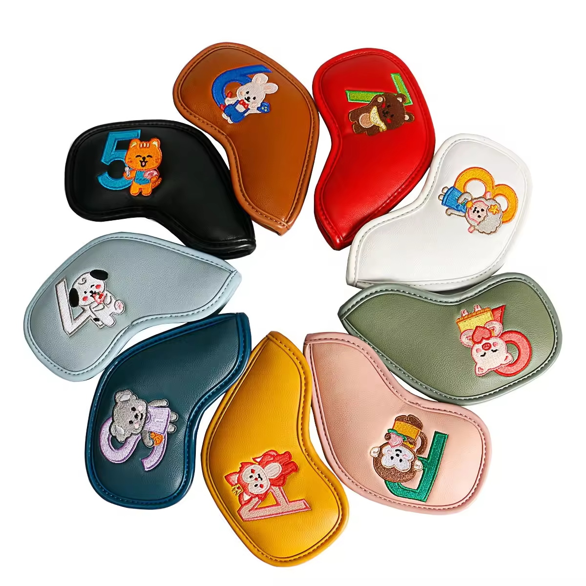 9Pcs Cute Cartoon Animal Golf  - Men'S Accessories Leather のレビューと価格