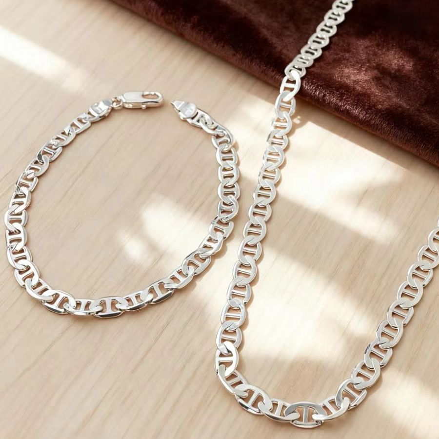 New 925 Sterling Silver 6MM Fa - Men Accessories Chain And Bracelet のレビューと価格