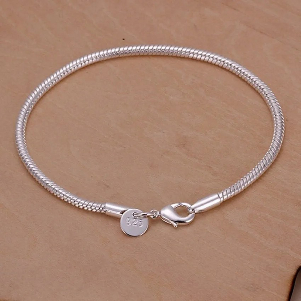 925 Silver 3MM Snake 16-23CM C - Men Accessories Chain And Bracelet のレビューと価格